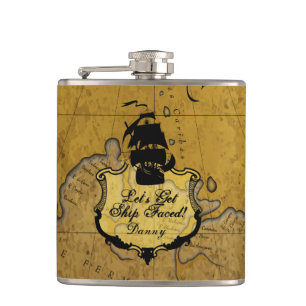 Let's Get Ship Faced, Funny Vintage Style Hip Flask