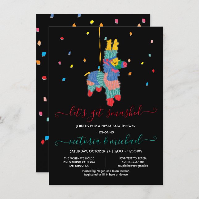 Let's get smashed Funny Piñata Baby Shower Invitat Invitation (Front/Back)