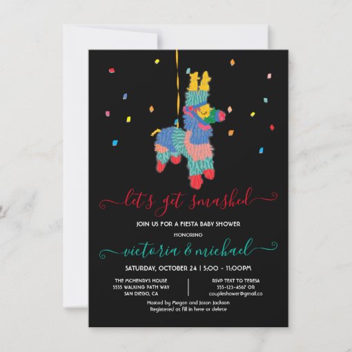 Let's get smashed Funny Piñata Baby Shower Invitat Invitation | Zazzle