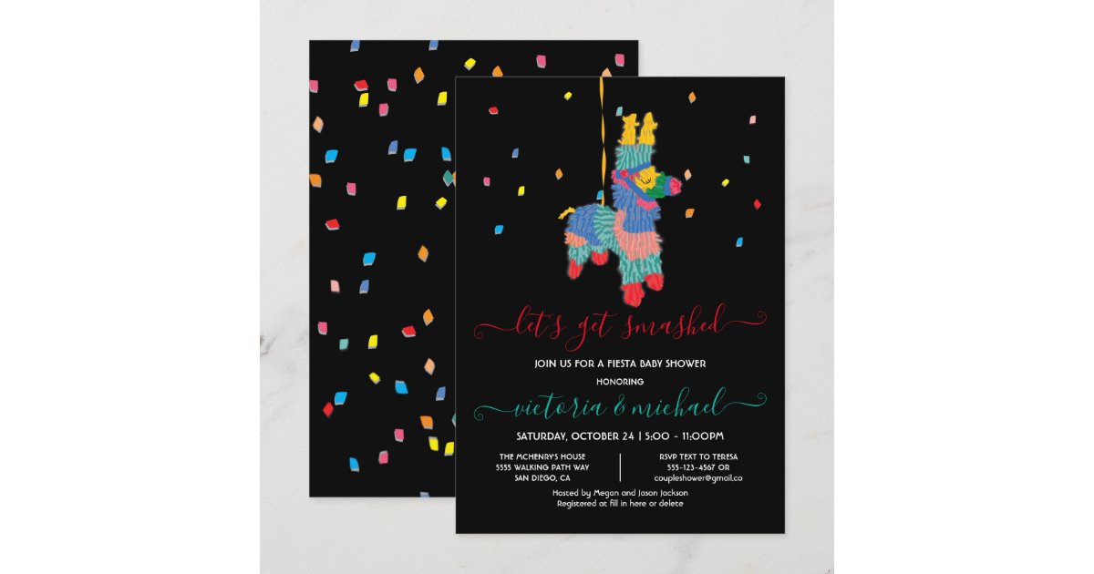 Let's get smashed Funny Piñata Baby Shower Invitat Invitation | Zazzle