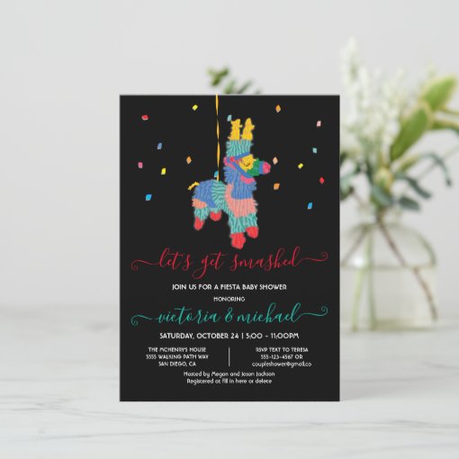 Let's get smashed Funny Piñata Baby Shower Invitat Invitation | Zazzle