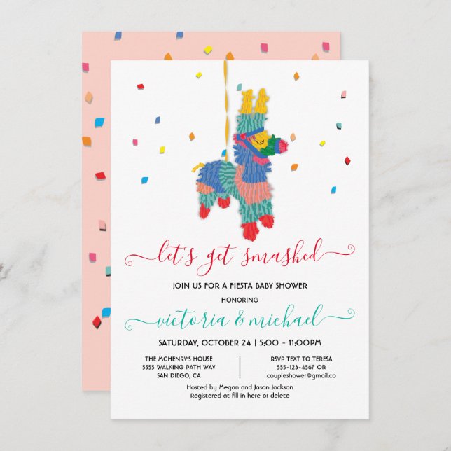Let's get smashed Funny Piñata Baby Shower Invitation (Front/Back)