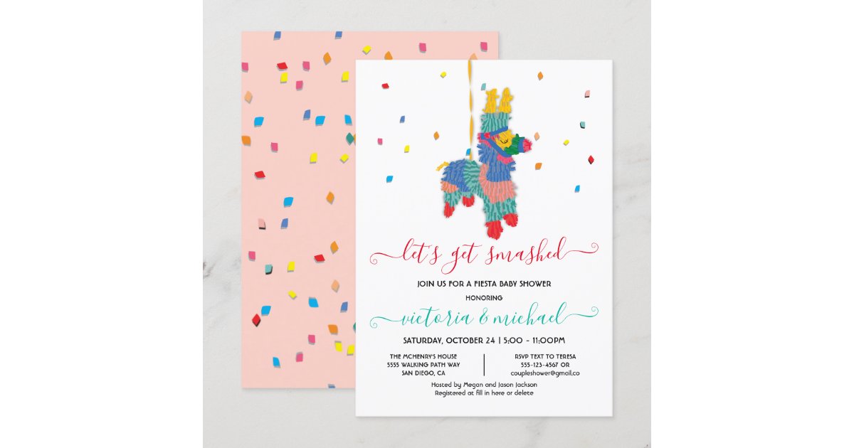 Let's get smashed Funny Piñata Baby Shower Invitation | Zazzle