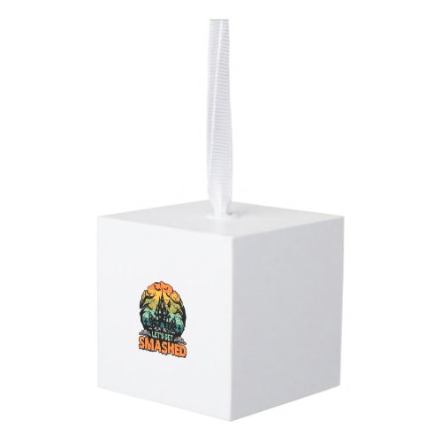 Lets Get Smashed Halloween Haunted House Sunset Ba Cube Ornament