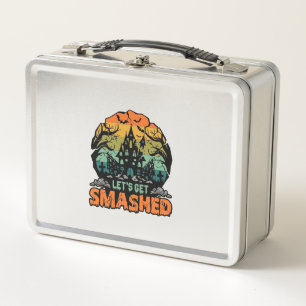 Lets Get Smashed Halloween Haunted House Sunset Ba Metal Lunch Box