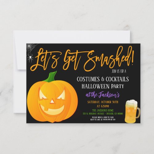 Lets Get Smashed Halloween Party Invitation
