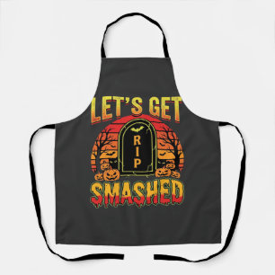 Lets Get Smashed Halloween Pumpkin Graveyard Apron