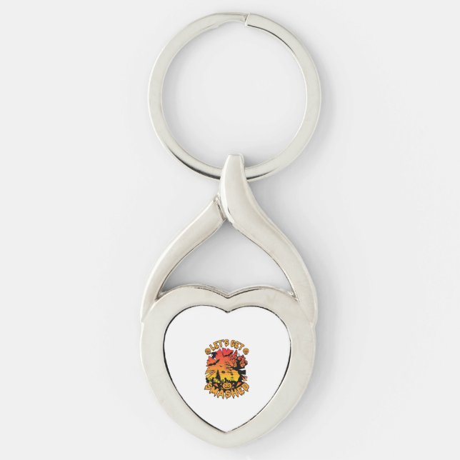 Lets Get Smashed Halloween Pumpkin Spooky Tree Bat Keychain (Front)