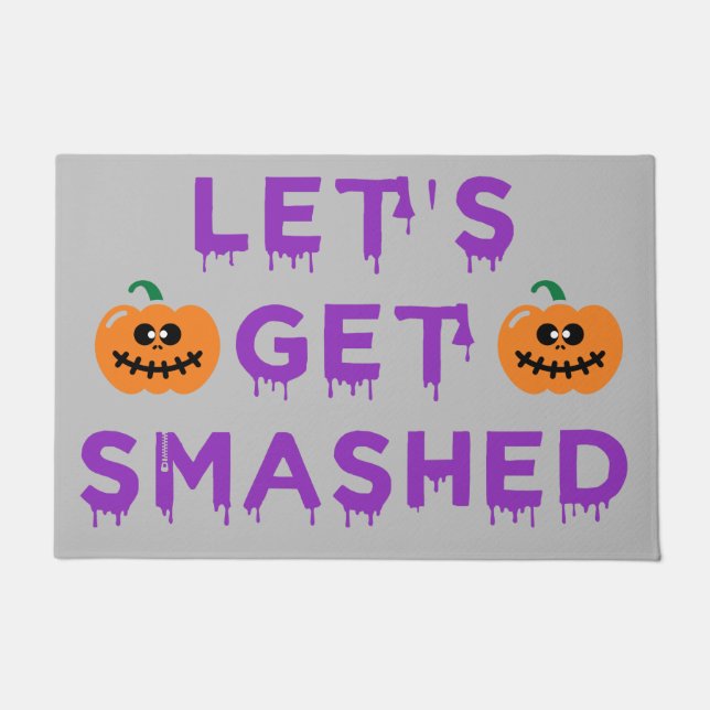 Let's Get Smashed (Pumpkins) Purple Doormat (Front)