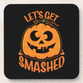 Let's Get Smashed Tipsy Halloween Jack-O’-Lantern Beverage Coaster