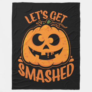 Let's Get Smashed Tipsy Halloween Jack-O’-Lantern Fleece Blanket