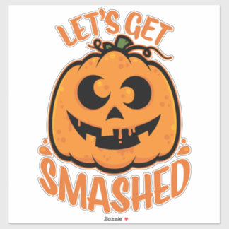 Let's Get Smashed Tipsy Halloween Jack-O’-Lantern Sticker