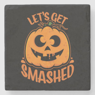Let's Get Smashed Tipsy Halloween Jack-O’-Lantern Stone Coaster
