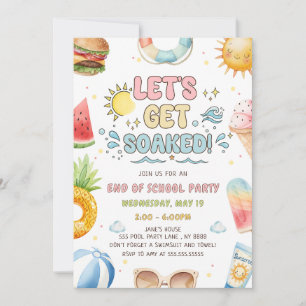 Let's Get Soaked, End of School Party  Invitation