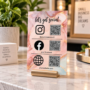 Let's Get Social Business QR Code Table Card