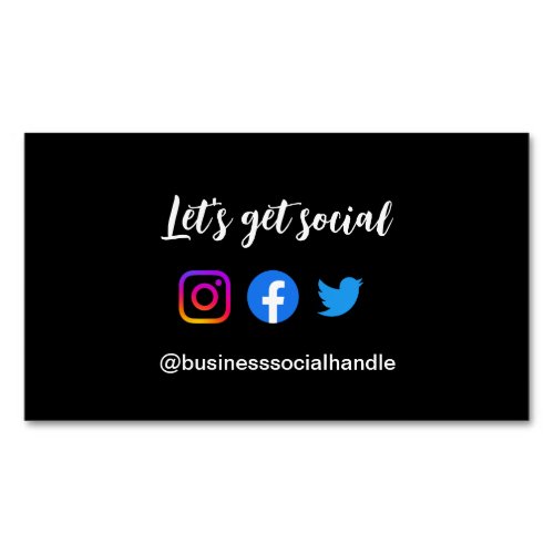 Lets Get Social Media Business social handle Business Card Magnet