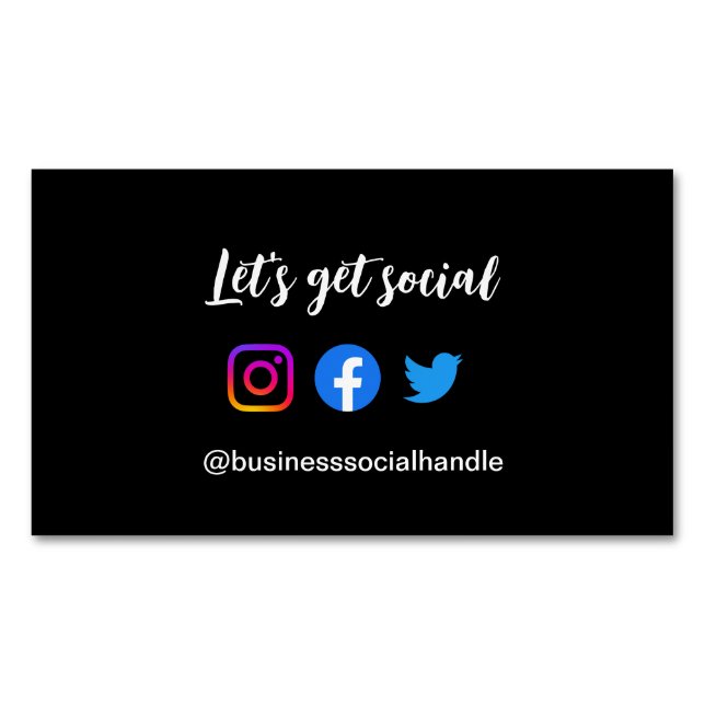 Let's Get Social Media Business social handle Business Card Magnet (Front)