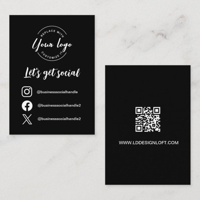 Let's get social media handles and website QR code Business Card (Front/Back)