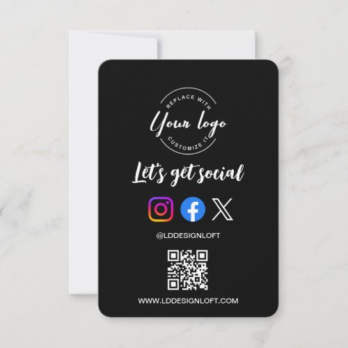 Lets Get Social Media QR Code Black Invitation