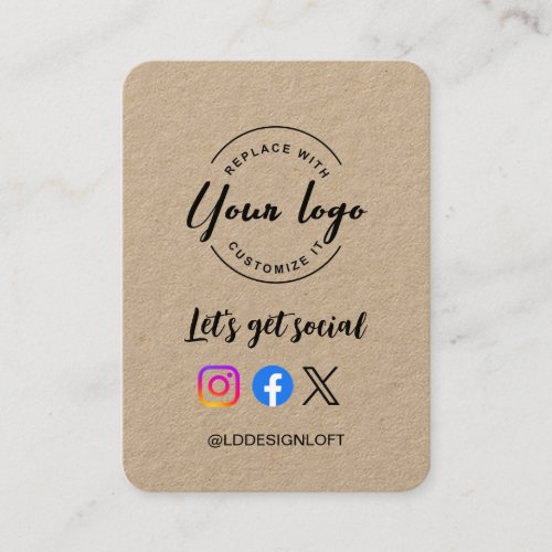 Lets Get Social Media QR code website Custom logo Business Card