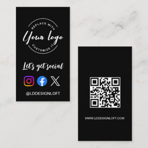 Let's Get Social Media website Custom logo QR code Business Card