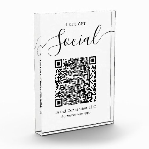 Lets Get Social QR Code Business Company Name Photo Block