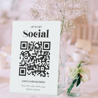Let's Get Social QR Code Personalized Social Media Pedestal Sign