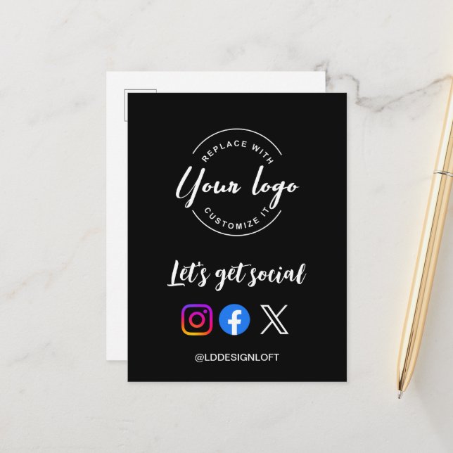 Let's get social QR code website promotional  Postcard (Front/Back In Situ)