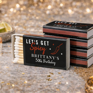 Let's Get Spicy Funny Chili Pepper Birthday Favors Matchboxes