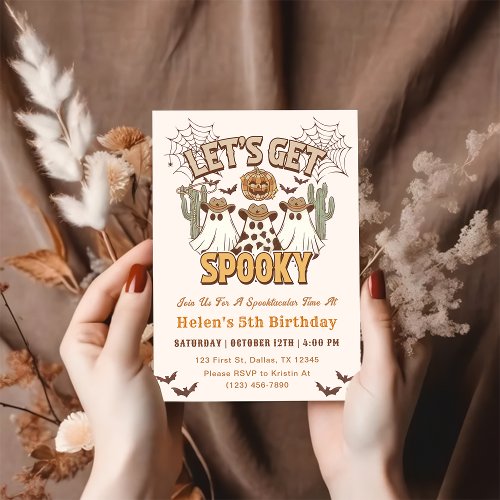 Lets Get Spooky 5th Birthday Western Party Invitation