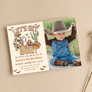 Let's Get Spooky 5th Birthday Western Party Photo Invitation