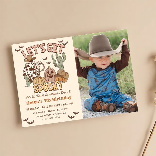 Lets Get Spooky 5th Birthday Western Party Photo Invitation