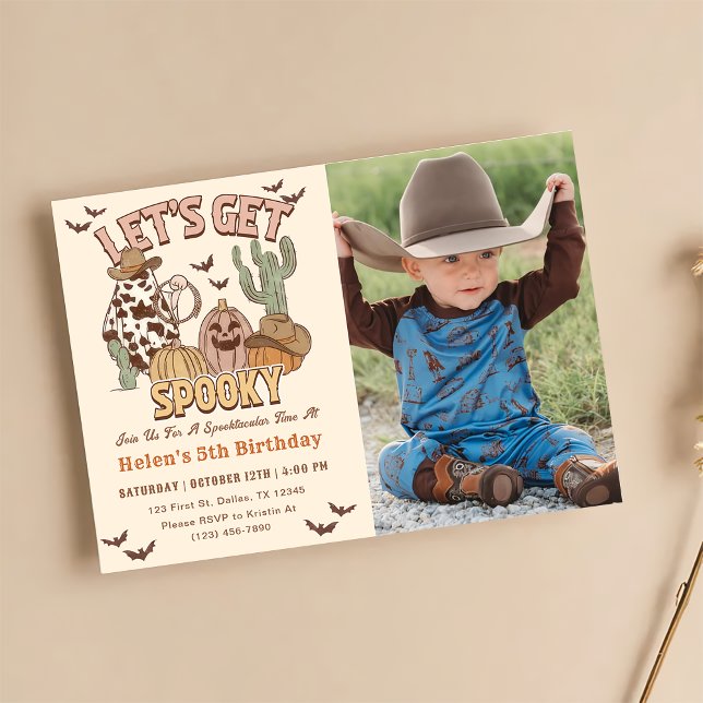 Let's Get Spooky 5th Birthday Western Party Photo Invitation (Creator Uploaded)