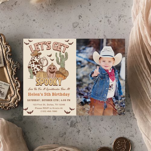 Lets Get Spooky 5th Birthday Western Party Photo  Invitation