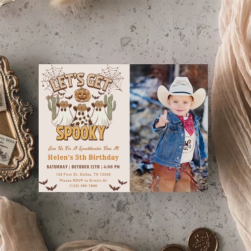 Lets Get Spooky 5th Birthday Western Party Photo Invitation