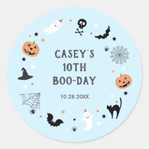 Lets get spooky birthday Halloween Grey Classic Round Sticker