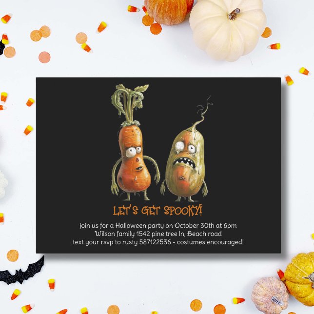 LET'S GET SPOOKY!  Black Halloween  Invitation (Creator Uploaded)