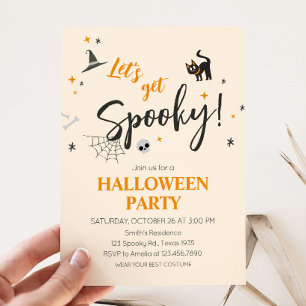 Lets Get Spooky Cat Halloween Party Invitation
