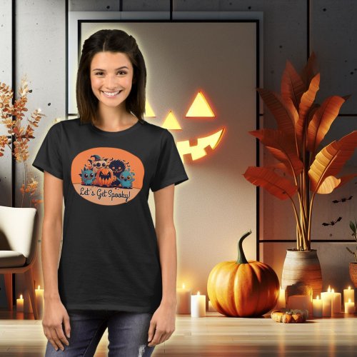 Lets Get Spooky Chibi Monsters Furry Halloween T_Shirt