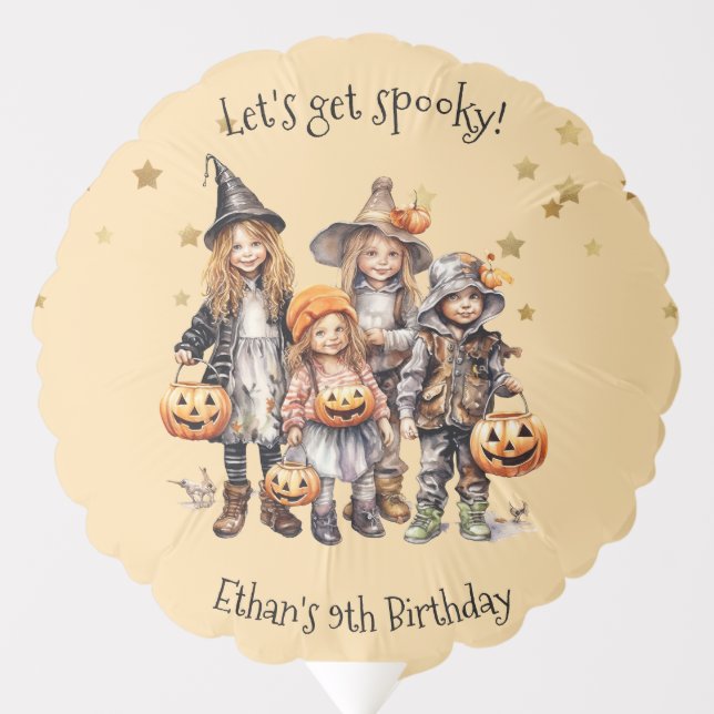 Let's get spooky! Costume kids birthday party Balloon (Front)
