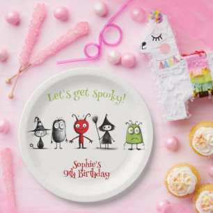 Let's get spooky! Creepy monsters kids birthday Paper Plates