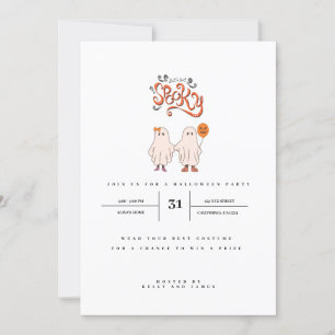 Lets get spooky cute ghost halloween invitation