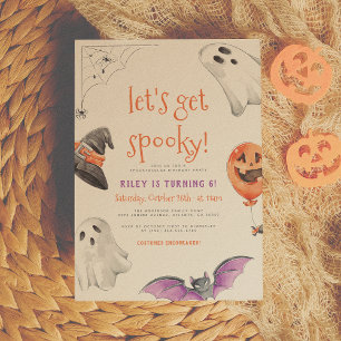 Let's Get Spooky   Cute Halloween Birthday Party Invitation