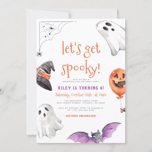 Let's Get Spooky | Cute Halloween Birthday Party Invitation | Zazzle