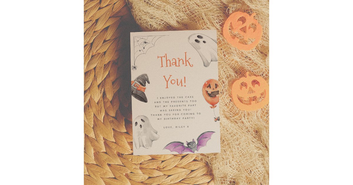 Let's Get Spooky Cute Halloween Birthday Thank You | Zazzle
