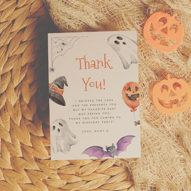 Let's Get Spooky Cute Halloween Birthday Thank You Card (Creator Uploaded)