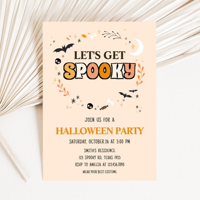 Lets Get Spooky Cute Halloween Party  Invitation (Cute Lets Get Spooky Halloween Party Invitation)