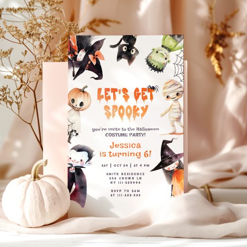 Lets get Spooky Cute kids Costume party Halloween Invitation