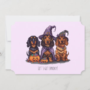 Lets Get Spooky Dachshund Dogs Halloween Invitation