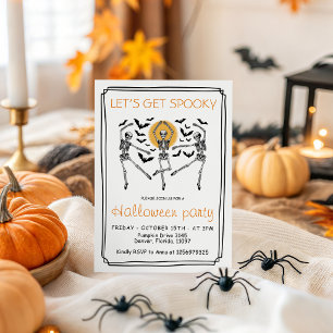 Lets Get Spooky Dancing Skeletons Halloween Invitation